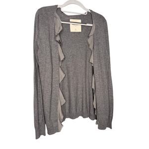 Hollister grey knit open‎ front waterfall ruffle cardigan sweater y2k